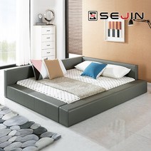 세진침대 로나 모던 저상형침대+로얄본넬매트리스Q, 모카그레이