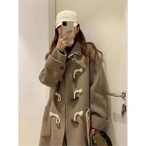 FANSYLI 떡볶이 코트 패션 오버핏 모직 코트 롱 캐주얼 빈티지 터틀넥 코트 코트 여성 가을겨울 통근 코트 고급감 크루아상 모직 코트 X8A23
