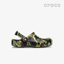 크록스 스포티 샌들 경량 키즈 클래식 스프레이 카모 클로그 블랙 CROCS 208261
