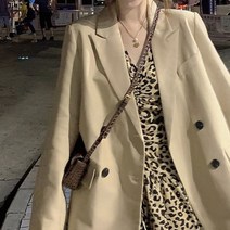 드레스허그 샌디 레오파드 소매 원피스