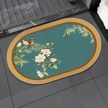 풍수 규조토 발매트 기원연꽃 비단잉어 재물운이 마중 들어오는 홈 빨아쓰는 깨지지 않는 타원형 북유럽 감성 욕실/화장실/주방 빠른 건조 미끄럼방지 노슬립 메모리폼, 재물꽃무늬8번