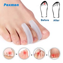 Pexmen 2 개/짝 젤 발가락 분리기 Bunion 통증 완화 발가락 스페이서 교정기 Corns Blisters 및 Hammertoes 방지, M-for 2nd-4th toe, 02 M-for 2nd-4th toe