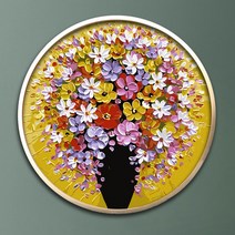 비가토 DIY 원형 명화 그림 연꽃 과일 난초 새 그림 장식 유화 그리기 배우기 세트, yx35_직경 55cm _내부 프레임