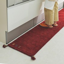 그램 스타일 개비 주방 매트 롱 매트 45x180cm 천연 울 100% 손으로 짠 레드