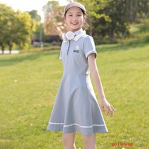 puildaug 여름 드레스 여름 치마 느슨한 중간 짧은 소매 드레스