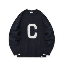 COVERNAT 램스울 C 로고 크루넥 니트 네이비 CO2204KT01NA