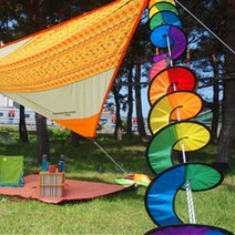 무지개 바람개비 텐트 줄 설치 예쁜 감성 캠핑, 레인보우
