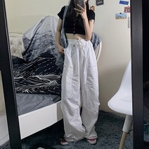 힙합바지 여성용 바지 신상품 봄과 여름 Ins 패셔너블 오버올 화이트 다목적 슬리밍 캐주얼 발목 타이드 레