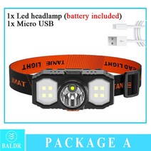 BALDR 휴대용 COB LED 전조 등 내장 배터리 USB 충전식 미니 토치 라이트 야외 조명 캠핑, 01 A Packing_01 미국