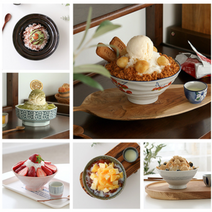 카페 빙수볼 아이스크림 디저트볼 화채 팥빙수 다용도 도자기 그릇 21종, 팔각굽