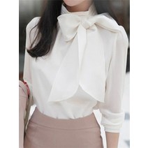 왕리본블라우스 여성흰남방 여성 봄 여름 스타일 쉬폰 셔츠 레이디 casaul 긴 소매 색 검은 나비 넥타이 칼라 blusas 탑 df3 6
