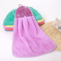 핸드타월 고리 카페 주방 손 수건 고급 타올 산호 양털 가사 청소 걸이식 흡수성 가정용 접시 천 926EA 1, 06 보라색