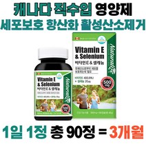 캐나다직수입 라이즈 비타민E 셀레늄 90캡슐 수입영양제 항산화 항산화영양제 천연토코페롤, 1개(90캡슐)