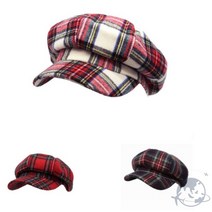 VEDANA 타탄마도로스사이즈조절팔각모 타탄체크헌팅캡 겨울모자 머리큰사람모자
