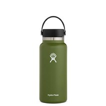 HYDRO FLASK - 하이드로 플라스크 텀블러 물병 플렉스 캡이 있는 하이드로 플라스크 와이드 입 병, 올리브, 32온스