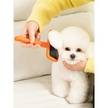 스탠다드펫 강아지 고양이 소프트 슬리커 엉킨털 죽은털 제거 브러쉬 빗(전용케이스), 미니 오렌지 소프트핀