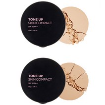 더페이스샵 톤업 스킨 팩트파우더 10g, V201애프리콧베이지, 1개