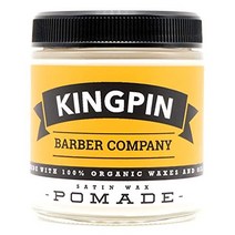 새틴 왁스 by kingpin. 곱슬거림 방지 가벼움중간 홀드 및 약간의 광택이 있는 유기농 크림 포마드. 건조하고 곱슬거리고 곱슬거리는 모발용. 전체 크기 4.4oz.