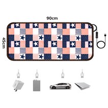카자리코 DC 5V USB온열매트 전기장판 차량용 낚시 캠핑용 전기방석 차박용 전기요 90cm X 45cm, 핑크 스타, 90 * 45cm