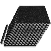 ProsourceFit 고무 상단 운동 퍼즐 매트 1.9cm(3/4인치) 2.9제곱미터(24제곱피트) 타일 6개 EVA 폼 인터로킹 타일 홈 짐 보호 바닥재 장비 및 운동, Grey - 3/4 Inch - 48 Sq Ft - 1