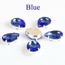 네일 라인석 보석파츠 유리스톤 drop shape glass rhinestones with claw 바느질 크리스탈 스톤 스트라스 다이아몬드 금속 베이스 버클 웨딩 장식, 푸른, 20x30mm 10개