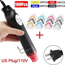 낙엽 청소 무선 송풍기 300w 뜨거운 공기 열 총 전력 diy 수축 튜브 납땜 랩, 100pcs 미국 플러그(110v)