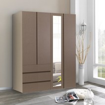 솜씨방가구 로즈모던 1600옷장세트 서랍옷장1+긴문장1, 카키그레이, 02_3 로즈모던 서랍옷장+거울 윗선반옷장