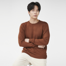 By파크랜드 엔디프 브릭 소프트 카라멜 라운드 니트 스웨터.GWR21415