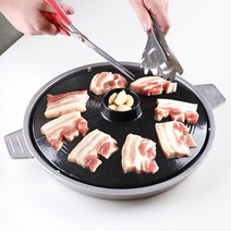 맥반석 솥뚜껑 불판 캠핑 그리들 삼겹살 그릴 마늘 고기불판, 로스 중