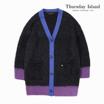 써스데이아일랜드 여성 모헤어 컬러 배색 가디건 T208MCD239W