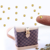 미니를사랑하는사람들 미니어쳐 만들기 DIY 명품 가방 부자재 오링 가죽끈 원단 체인 비즈, 11번 정사각파츠