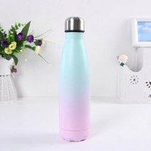 진공탈포기 수동 실리콘 탈포기 교반 로고 사용자 정의 500ml 더블 컬러 물병 절연 컵 스테인레스 스틸 보, 02 Blue Pink_01 500ml
