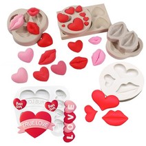 모양틀 입체 두꺼운 월병 립 하트 사랑 모양 실리콘 몰드 sugarcraft 쿠키 컵케익 초콜릿 베이킹 몰드 퐁당 케이크 도구 몰드 가정용 베이킹, 분홍색