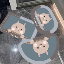 귀여운 캐릭터 발매트 육실 화장실 규조토 발판 미끄럼방지 50*90cm 3개입, 3종세트, 토끼