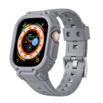 NUBASE 애플워치 8 울트라 호환 지샥 일체형 밀리터리 스포츠 스트랩 + 필름 1P (49mm), 49mm, 그레이