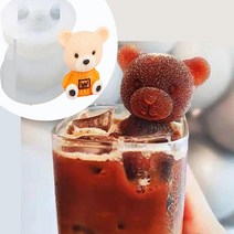 홈카페 곰돌이 실리콘 아이스큐브 커피 음료 몰드 동물모양 얼음틀, 곰돌이몰드