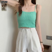 DFMEI 나시 상의 여 셔링 뷔스티에