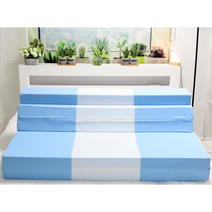 SEJEL.F (세젤에프) 5단 폴리 접이식 매트리스 HR스펀지 소파베드 고탄성 블루 & 화이트 7.5CM