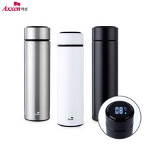 액센 온도표시 LED 텀블러 스테인레스 보냉 보온병, 블랙
