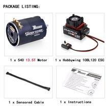 로켓 초음속 540 8.5T 10.5T 13.5T 센서 브러시리스 모터 하비윙 10BL120 ESC 수정 사양 스톡 1/10 RC 자동차용, [03] 13.5T 10BL120A ESC