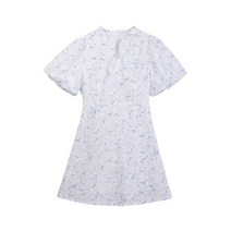 stylista 독립 디자인 여름 중국 산 물방울 차이 나 호박 소매 상 큼 한 블 루 개량 치 파오 원피스