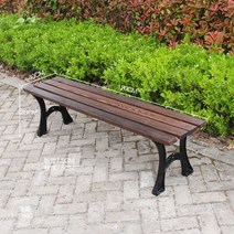 야외용 벤치의자 공원 테라스 베란다 정류장 2인 정원 야외 야구장 철제 방부목, 120cm 오단 브라운