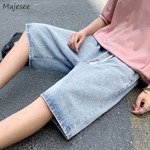 남성 반바지 남성 캐주얼 데님 반바지 와이드 레그 빈티지 Ins 한국 패션 느슨한 무릎 길이 바지 스트레이트 BF S3XL 대형 단순