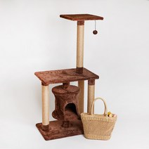 한층뚝딱 플러시 콘도 고양이 캣타워 브라운, 단품