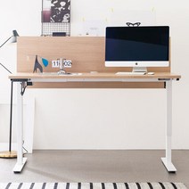 아씨방가구 심플 전동식 높이조절책상+파티션 120cm, 색상:책상+파티션 메이플