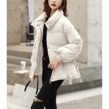 웰론 숏 패딩 스트링 하이넥 패딩 점퍼