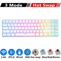 블루투스키보드RK 로얄 KLUDGE RK71 기계식 키보드 70% 71 키 RGB 컴팩트 유선 2.4G 무선 블루투스 5.0 데, 한개옵션2, 02 Tri-Mode White, 03 RK Red Switch