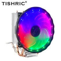 tishric 246 히트 파이프 cpu 냉각 팬 rgb 조용한 라디에이터 4 핀 pwm cpu 쿨러 팬 인텔 lga2011 115x 1700 775 x79 x99 am3 am4, 팬 1개 히트 파이프 2개, 없음, am3-am2-fm2-fm1