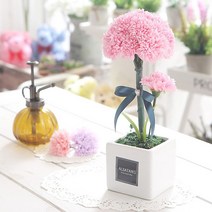 인크리코 꽃한송이 카네이션화분 스승의날 비누꽃 미니카네이션 카네이션조화, xz 토피어리카네이션 핑크 어버이날 스승의날 카네이션, -