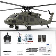 YuXiang-YXZNRC F09 UH60 블랙 호크 2.4G 6CH 3D6G 시스템 듀얼 브러시리스 다이렉트 드라이브 모터 1:47, 02 RTF Mode 1 (2B)